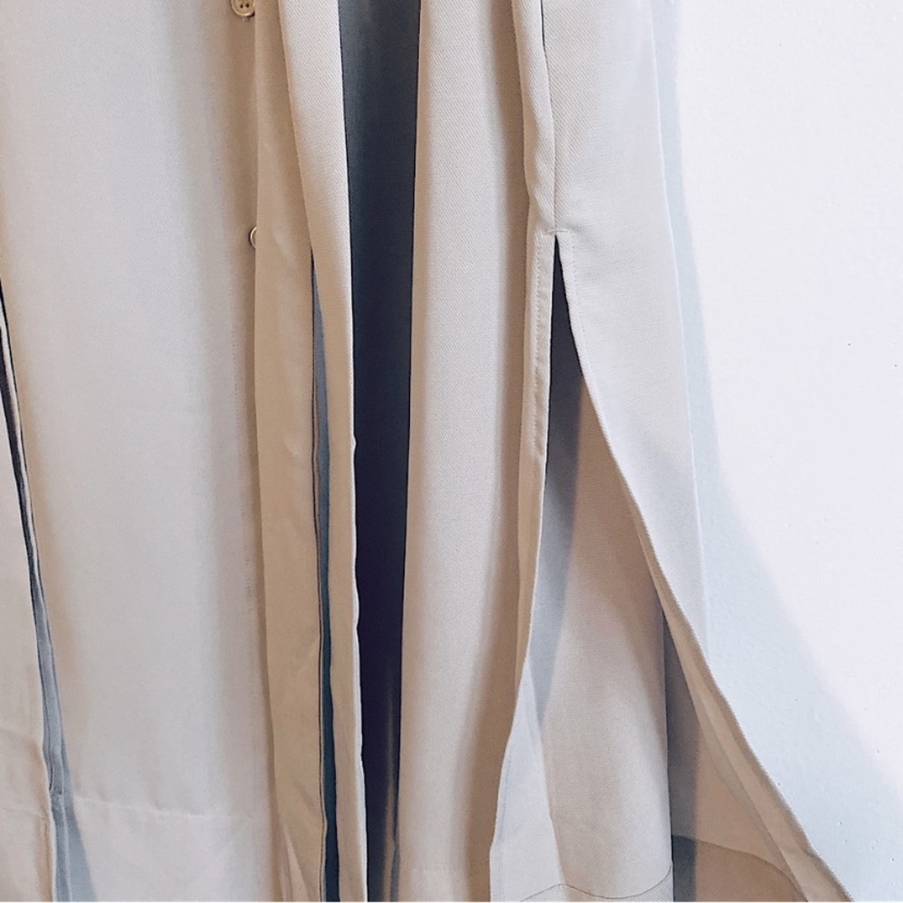 H&M MIDI SHIRT DRESS KIMONO SLEEVES RELAXED FIT BELTED Beige - Picture 12 of 14